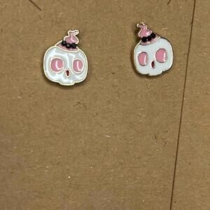 3 Pair Halloween Rhinestone Earrings Skull Boogie and Candy set of 3